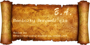 Beniczky Annamária névjegykártya