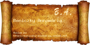 Beniczky Annamária névjegykártya